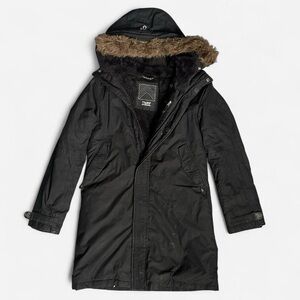 TNA Aspen Black Parka Winter Jacket with Fur Hood